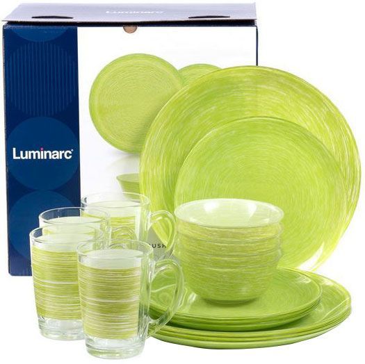 Сервиз столовый Brush Mania Green 16 предметов Luminarc