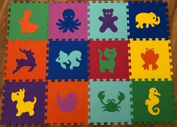 Коврик-пазл Термоізол Зверьки 30x30 см набор 12 шт.