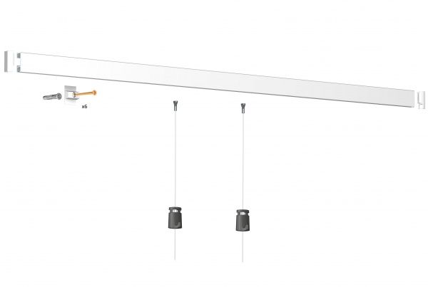 Комплект для підвішування двох картин Click Rail Комфорт 200 см 30 кг/м білий Artiteq