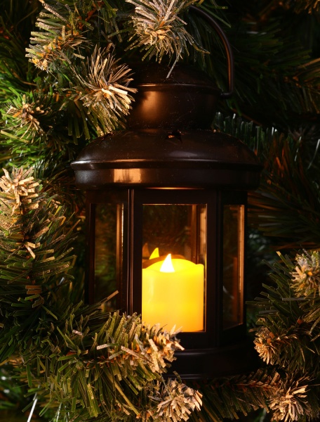 Декорація новорічна Ліхтар з електричною свічкою 10х10х19 см Cх6000030 