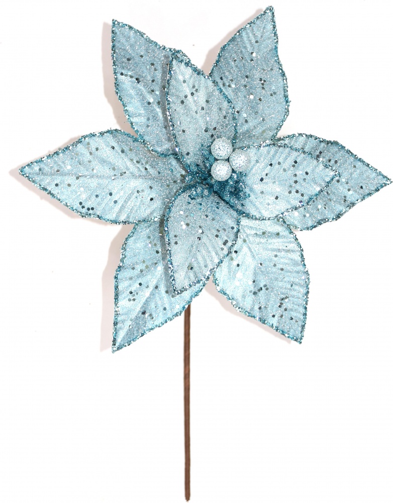 Цветок декоративный пуансетия пастель 30 x 30 см 3 цвета в ассортименте мокко / розовый / голубой