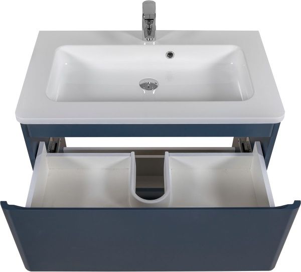 Тумба напольная Aqua Rodos Акцент синий мат с умывальником Альфа 80