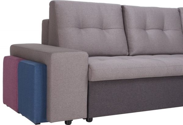 Диван угловой ADK Канзас Е25 правосторонний серый 2650x1620x770 мм