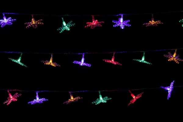Электрогирлянда линейная Разноцветные снежинки LD030M-SW встроенный светодиод (LED) 30 ламп 3 м