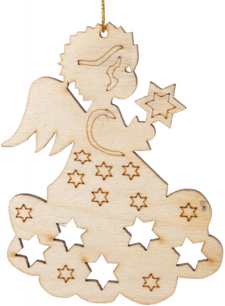 Подвеска деревянная Ангел со звездой 4825 11,5 см 
