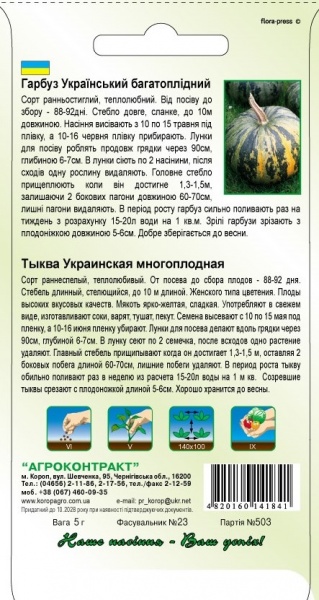 Семена Агроконтракт тыква Украинская многоплодная 5г (4820160141841)