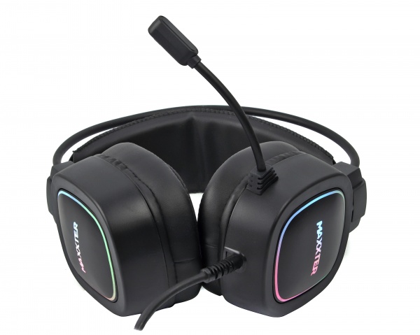 Навушники Maxxter Ghost Helmet black USB 7.1 RGB підсвічування 