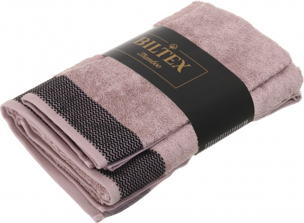 Набір рушників махрових Bamboo 50х90, 70х140 2шт темно-рожевий BILTEX 