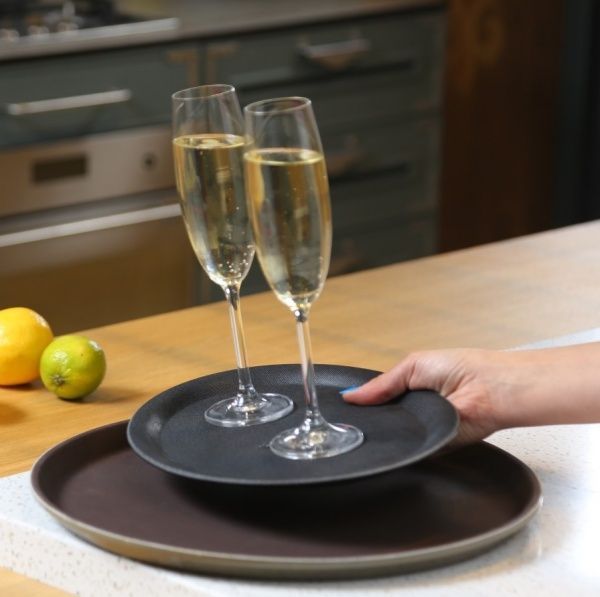 Таця кругла з високим бортом 32 см 1300CT black