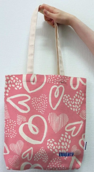 Экосумка Сердца белые на розовом 4PROFI 335x340мм