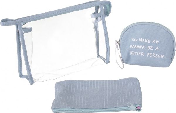 Набір косметичок Смужка 3 шт B10769 блакитний 