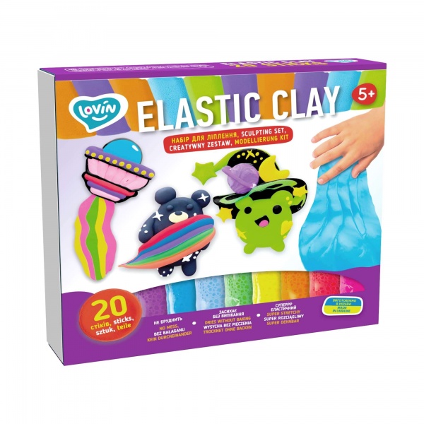 Набір для творчості Lovin Elastic Clay 20 sticks з повітряним пластиліном