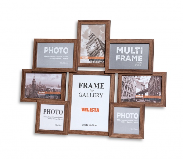 Мультирамка Веліста 15W-6012-3v 8 фото 15x21/10x10/10x15 см светло-коричневый 
