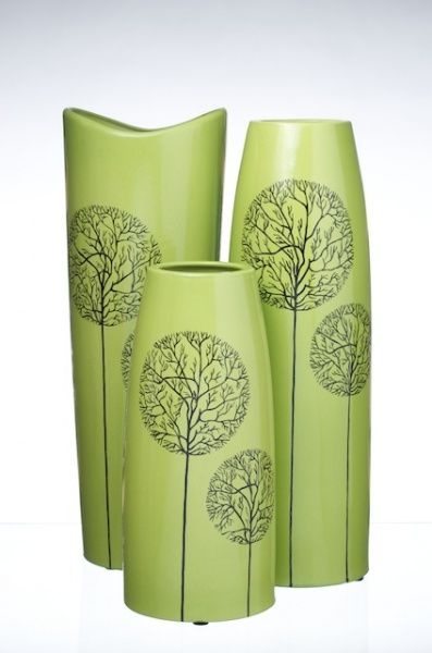 Ваза керамическая зеленая 38х13 см Eterna