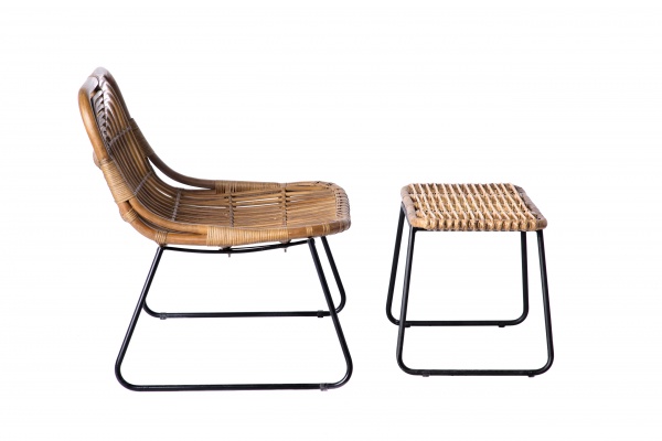 Кресло ротанговое Cruzo + табурет Конни 82x78x100 см натуральный 