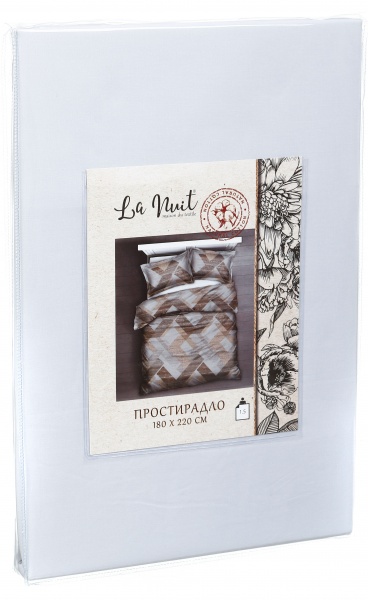Простирадло Artex 1,5 180x220 см білий La Nuit 