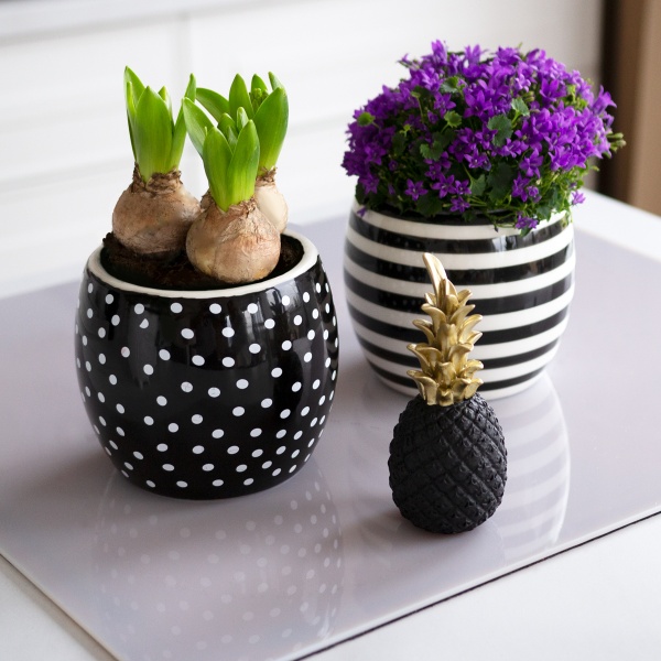 Кашпо керамическое МВМ DH-FLOWERS-27 BLACK 13 см Черный 