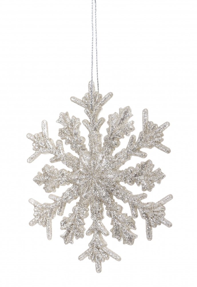 Підвіска пластикова сніжинка новорічна/ з присипкою асорт. 11,5 см EPI-P802606