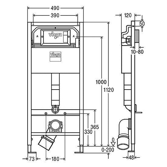 Комплект инсталляции Viega Prevista Dry 771973 с кнопкой Visign for Style 21 хром 773236