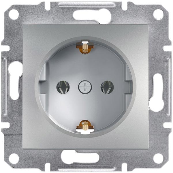 Розетка с заземлением Schneider Electric Asfora 16 А 250 В алюминий EPH2900161