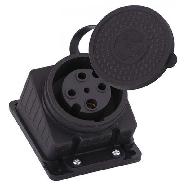 Розетка силовая наклонная с заземлением Lezard 2Р+РЕ 16 А 250 В с заглушками черный 106-0400-0104/104