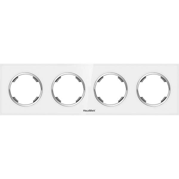 Рамка четырехместная HausMark Bela универсальная белое стекло SNG-FRG.RD20G4-WH