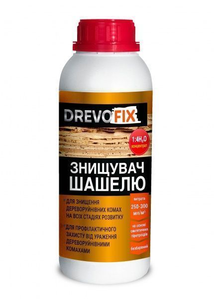 Інсектицид DrevoFix Знищувач шашеля концентрат 1:4 прозорий мат 1 л