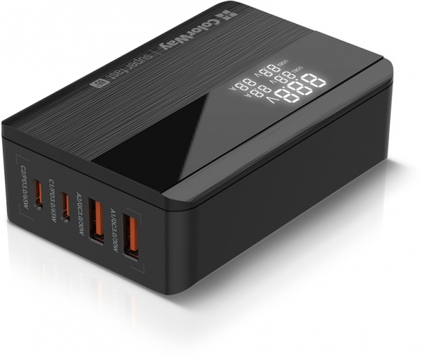 Зарядное устройство ColorWay Power Delivery (2USB-A + 2USB TYPE-C) (65W) CW-CHS040PD-BK