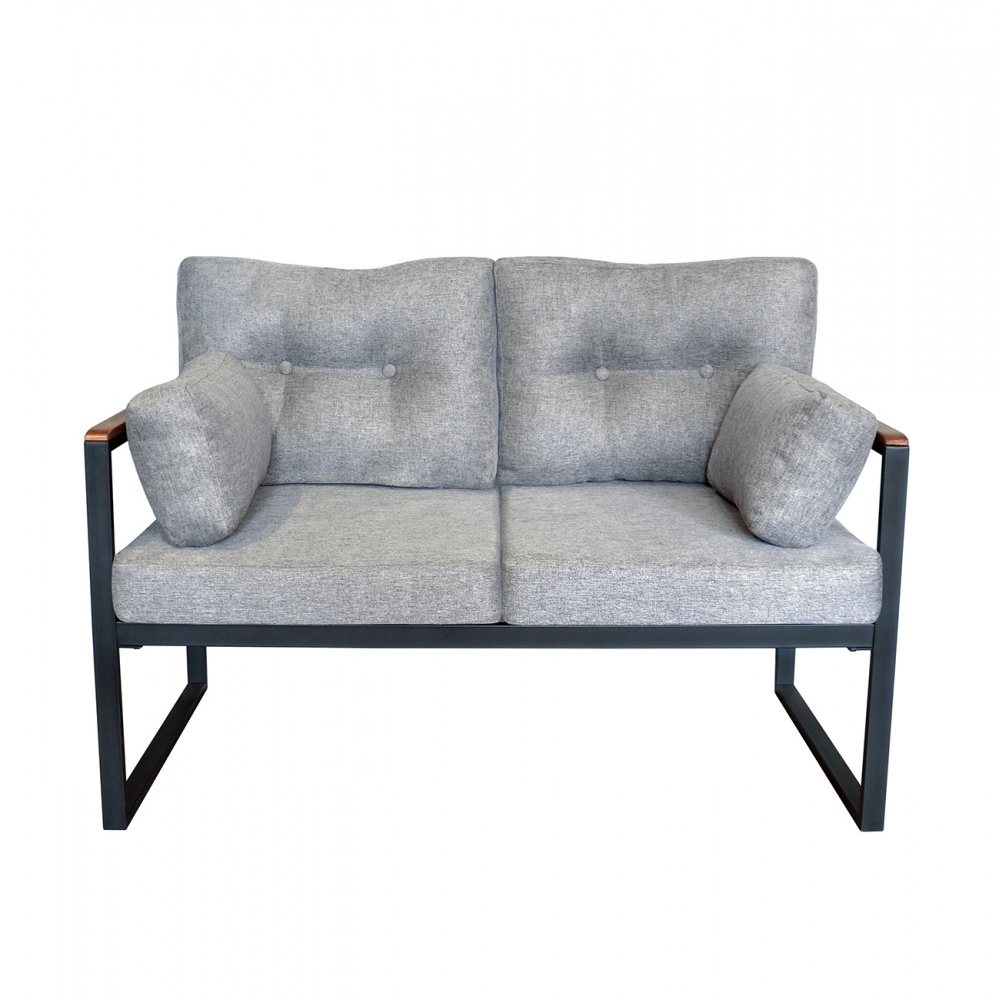 Диван TreeLand Плаза 2 - х местный серый на черном 75х130 см