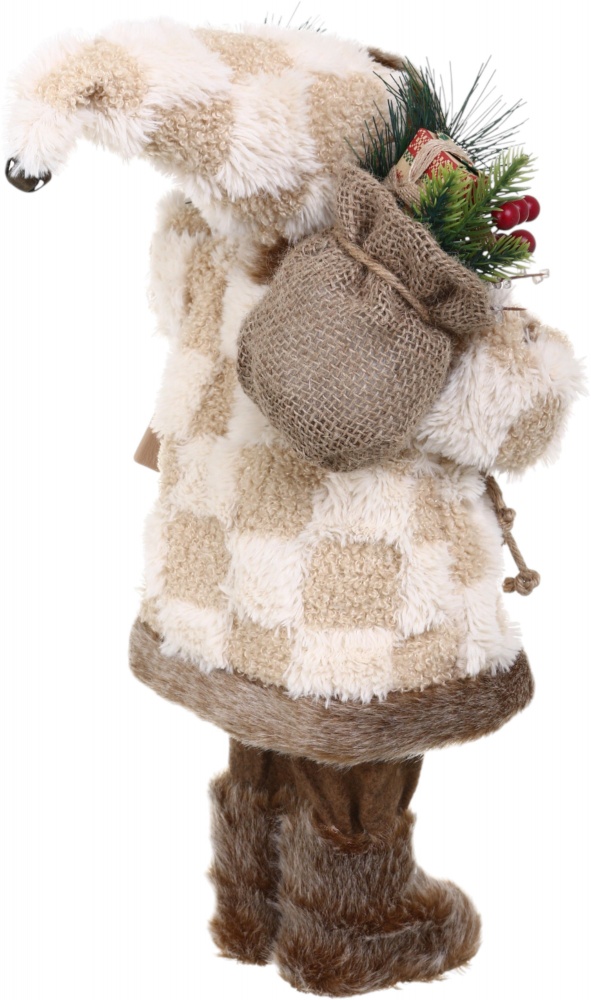 Декорация новогодняя Санта 40 см бежево-коричневый лесной с мешочком Y2502C 40 см