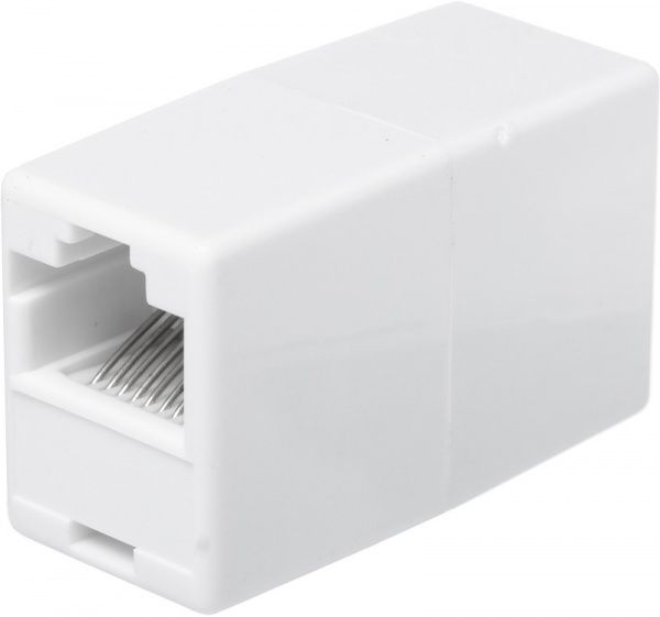 Переходник компьютерный EMT 1 гн.-1 гн. (8р8с) белый 6-0216