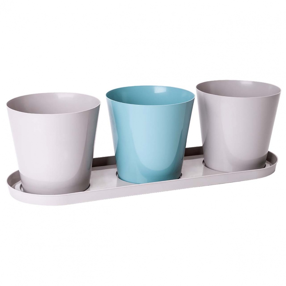 Набір пластик Городик на підвіконні (3 шт.) круглий мікс 1,8 л Алеана (127086)