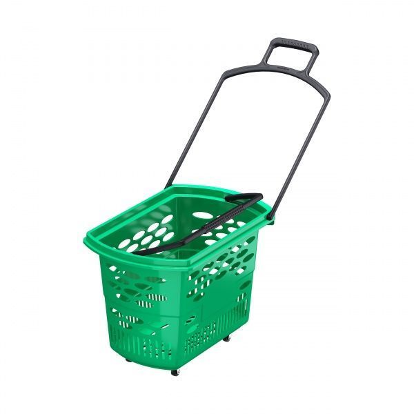 Корзина-тележка Techno с 2 пластиковыми ручками зеленая