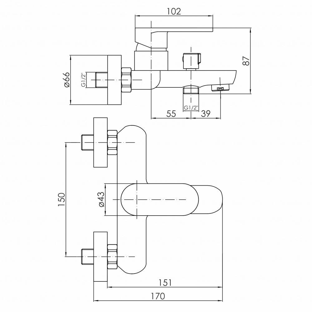 Смеситель для ванны VOLLE CARLOS, cromo