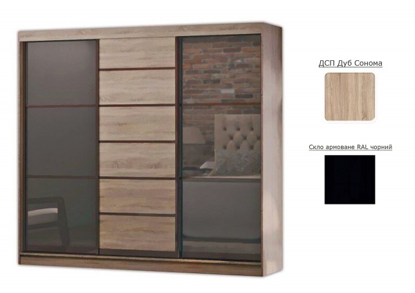 Шкаф-купе Sophie D3 MatroLuxe ДСП 2400x616x2200 мм дуб сонома двери / ДСП/стекло