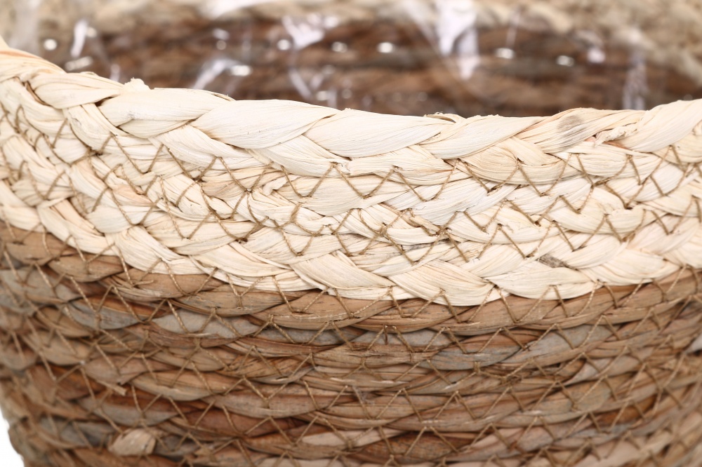 Кашпо ПВХ флористическое 22x17 см FWP23-1-2 круглый коричневый с бежевым