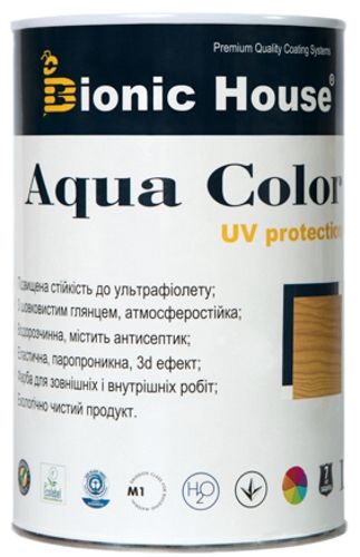 Лазурь Bionic House лессирующая универсальная Aqua Color UV protect пепел шелковистый мат 0,8 л