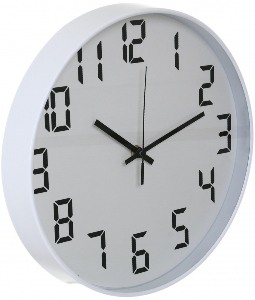 Часы настенные Laconic 30 см белый с черным