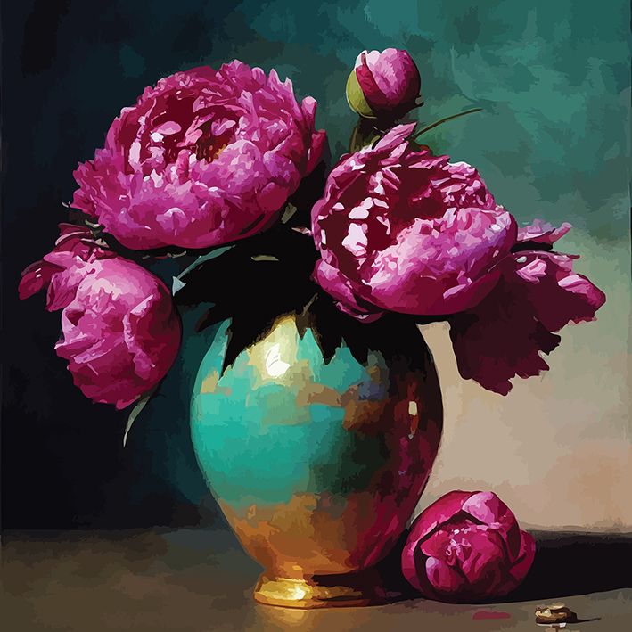 Картина на полотні Ніжні півоніі у вазі 50x Арт Фемелі