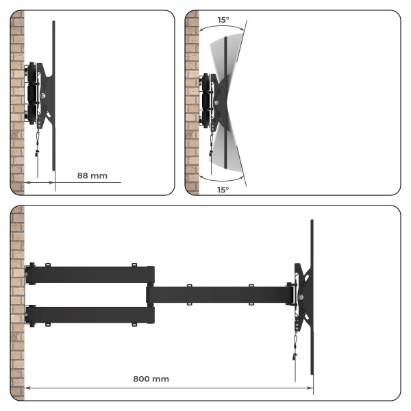 Крепление для телевизора HausMark TWRA-444 поворотно-наклонные 50