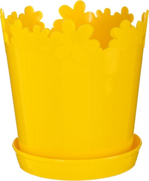 Горщик пластиковий Алеана Лютик круглий 0,9л темно-жовтий (FGS-KS006 D18) 