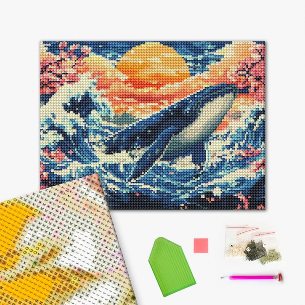 Алмазная мозаика Синий кит 30х40 см Brushme