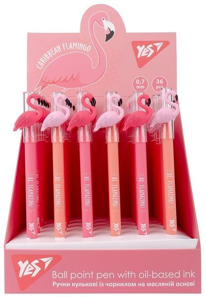 Ручка масляная YES Caribbean flamingo 0,7 мм цвет в ассортименте 412003 