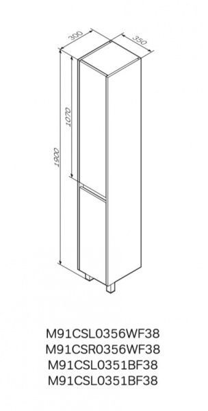 Пенал для ванной комнаты AM.PM M91CSR0351BF38 GEM S 35 см правый белый глянец/базальт