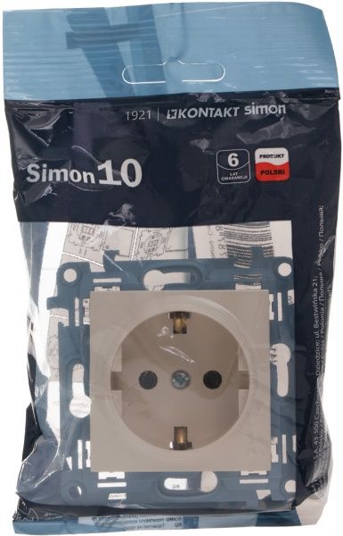 Розетка с заземлением Simon 10 без шторок кремовый CGSZ1.01/41