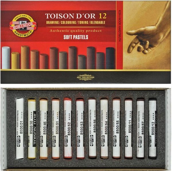 Пастель суха Toison Dor коричневі відтінки Koh-i-Noor 01530 12 кольорів