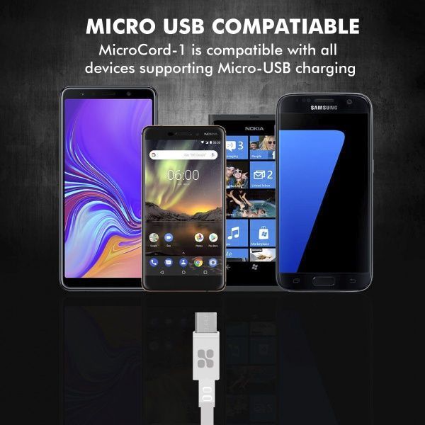 Кабель Promate USB – microUSB 1,2 м білий (microcord-1.white) 