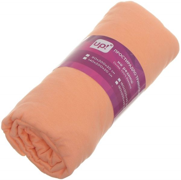 Простынь на резинке 160x200 см персиковый UP! (Underprice) 