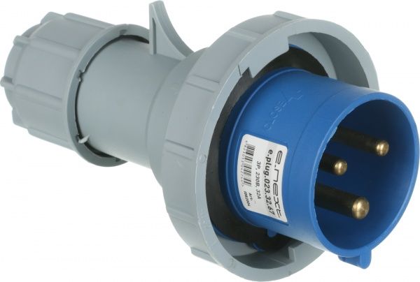 Вилка силова із заземленням E.NEXT e.plug.023.32.67, 3п., 230В, 32А, IP 67 сірий із червоним i082004
