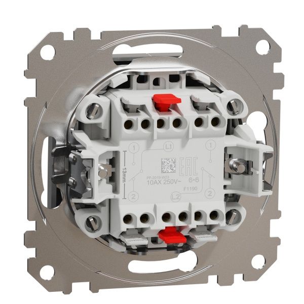 Переключатель проходной двухклавишный Schneider Electric Sedna Design без подсветки 10 А 250В алюминий SDD113108